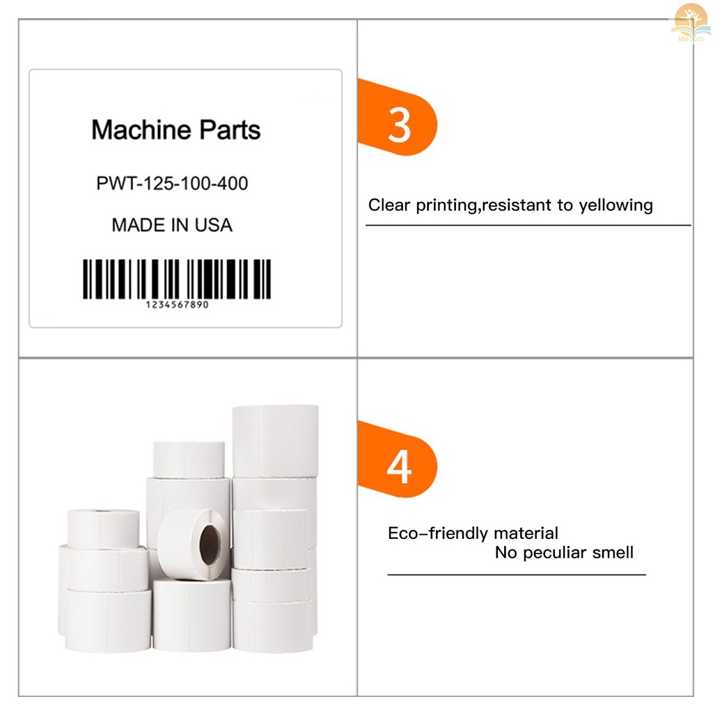 In Stock Thermal Printing Label Kertas Perekat Diri Label Printer Stiker Printable Paper Roll Tahan Air Minyak Tahan Sobek Untuk Makanan Harga Komoditi Barcode Wadah Mark f