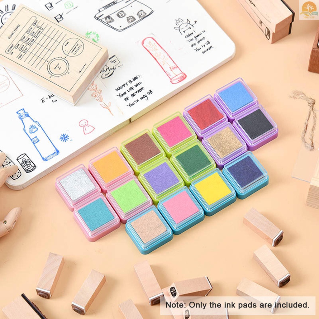 In Stock 16warna Rainbow Ink Pad Finger Paint Cute Ink Pad Untuk Stempel Karet Segel DIY Scrapbooking Kertas Jurnal Dekorasi Pembuatan Kartu Hadiah