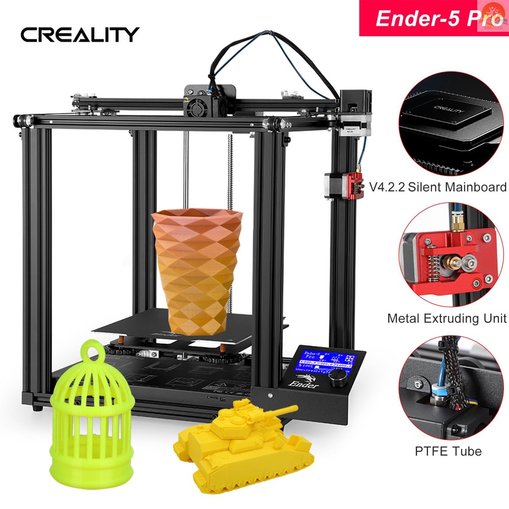 In Stock Creality 3D Presisi Tinggi Ender-5 Pro 3D Printer DIY Kit Dengan Upgrade Silent Motherboard PTFE Tubing Metal Extruder 220*20*300mm Build Volume Resume Printing Dengan 8GB TF