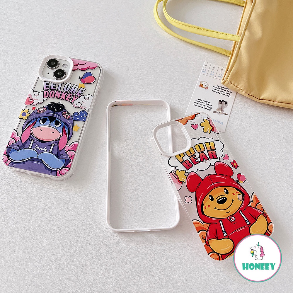 IPHONE Casing Ponsel Beruang Pooh Kartun Lucu Kompatibel Untuk Iphone14 Pro13 /14 12/12Pro 11 Pro Max XR Xs7 8Plus Warna-Warni 3-in-1 Shockproof Back Cover