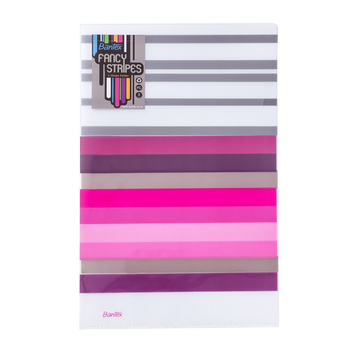 

[Artomas] Bantex Fancy Stripes L Shape Folder Folio Pink 2247 19