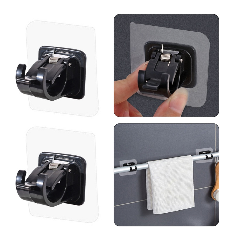 Tanpa Bor Self Adhesive Curtain Rod Holder Hooks Nail/Klip Batang Gorden Perekat Diri/4PCS Bracket Batang Gorden/Free Adjustable Hook Batang Gorden/Klip Gantungan Dinding Tanpa Paku/