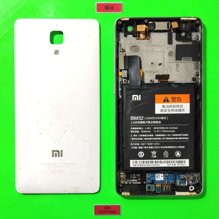 LCD FULSSET PLUS FRAME BATERAY BACKDOOR MI 4 ORIGINAL COPOTAN
