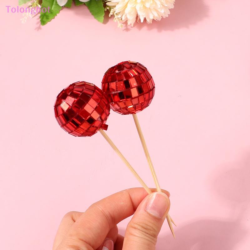 Tolonghot&gt; 12Pcs Mirror Ball Hiasan Kue Pesta Retro Disko Dekorasi Kue Tari Ulang Tahun Pesta Bola Cupcake Toppers Perlengkapan Pesta well