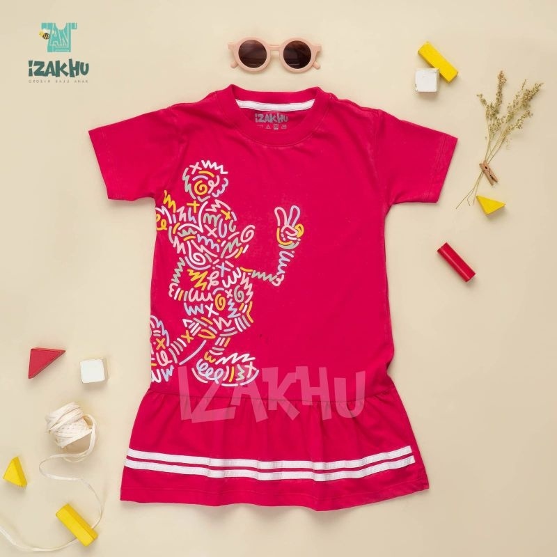 Daily Dress ruffle Disney Anak perempuan rempel lucu izakhu