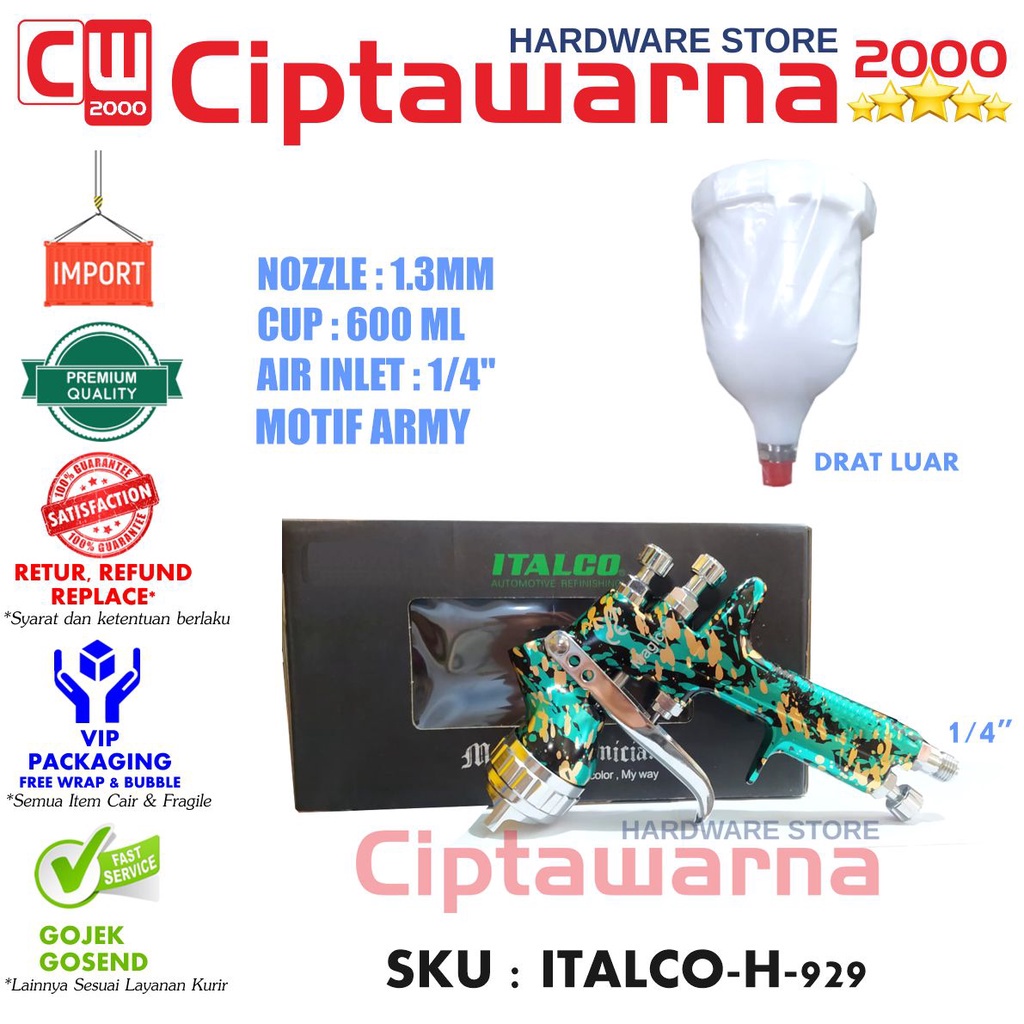 Auarita Italco H-929 Spray Gun Hvlp Magic 9 C3-1 Nozzle 1.3mm