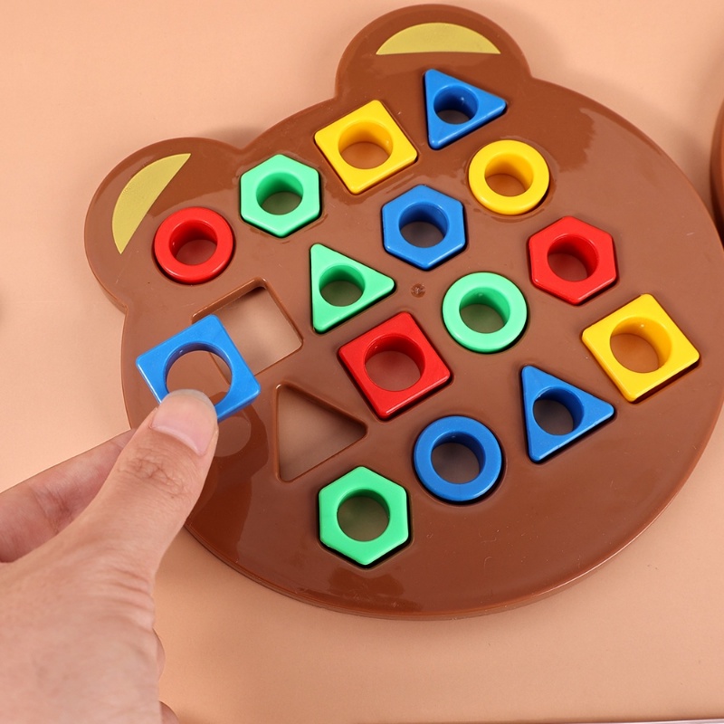 Permainan Puzzle Blok Pencocokan Bentuk Geometris 3D/mainan Bayi Montessori DIY/Permainan Pengenalan Warna Interaktif Edukasi Dini Anak-Anak/Puzzle Papan Pencocokan Bentuk &amp; Warna