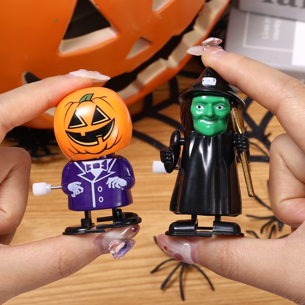Happy Christmas Party Decor/Novelty Skeleton Zombie Pumpkin Ghost Walking Jumping Toys Untuk Anak-Anak/Trick Treat Perlengkapan Pesta Anak Hadiah Lucu Halloween Mainan Jarum Jam