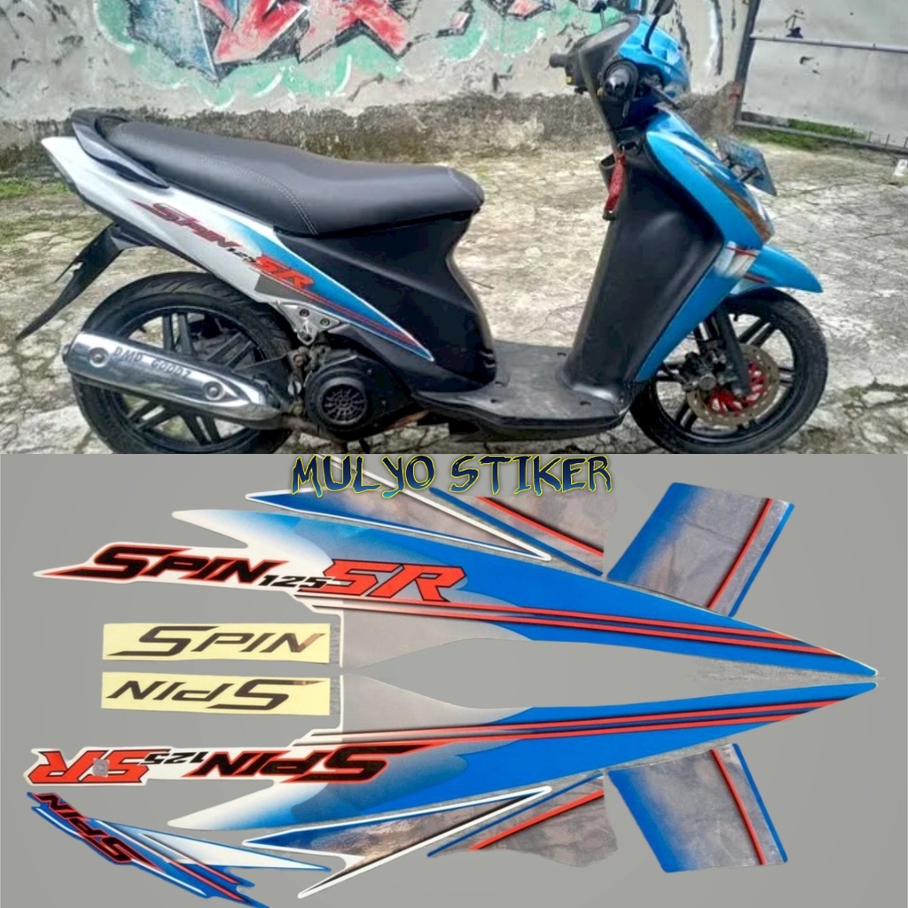 STRIPING STICKER LIS LES POLET Suzuki spin sr 125 2007 2008 biru putih stiker motor berkualitas terb