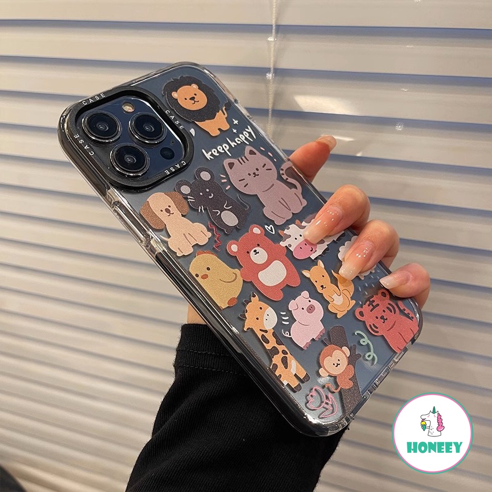 IPHONE Lucu Kartun Hewan Bunny Bear Babi Anjing Monyet Ponsel Case Kompatibel Untuk Iphone14 13 11 12 Pro Max Anti-drop Lembut Penutup Belakang