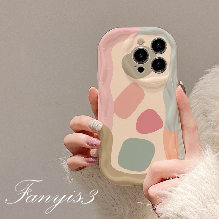 Compatible For IPhone 14 13 12 11 Pro Max X XR Xs Max 8 7 6s Plus SE 2020 Kompatibel Untuk Warna Warni Geometris Graffiti Bergelombang Melengkung Tepi Casing Ponsel TPU Lembut Cover Pelindung