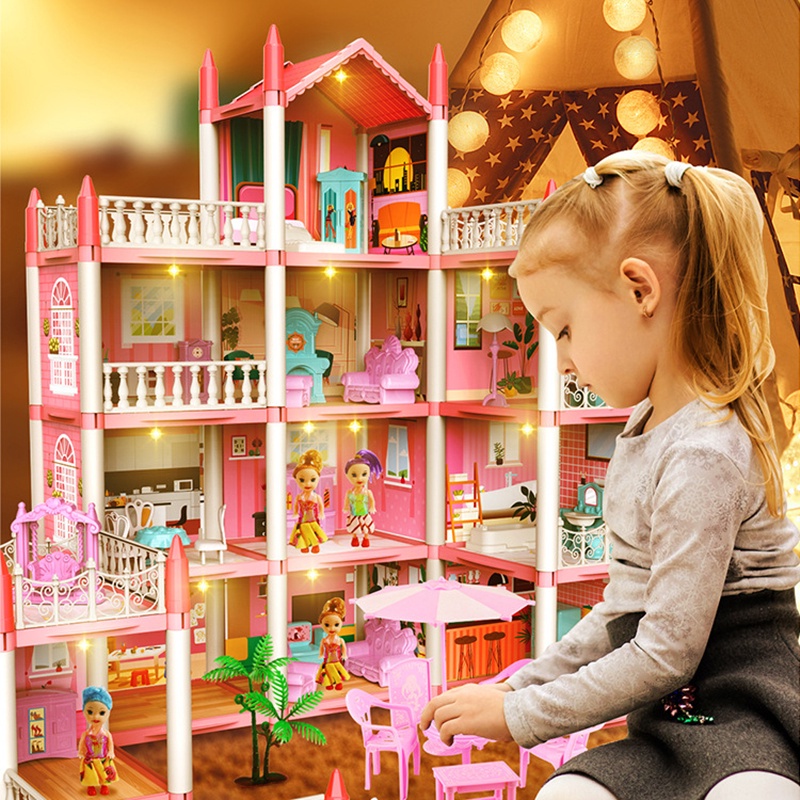 Mainan Doll House Princess Castle Besar 11 House Rumah Rumahan Anak Perempuan Lengkap Perabot Rumah Dengan Lampu