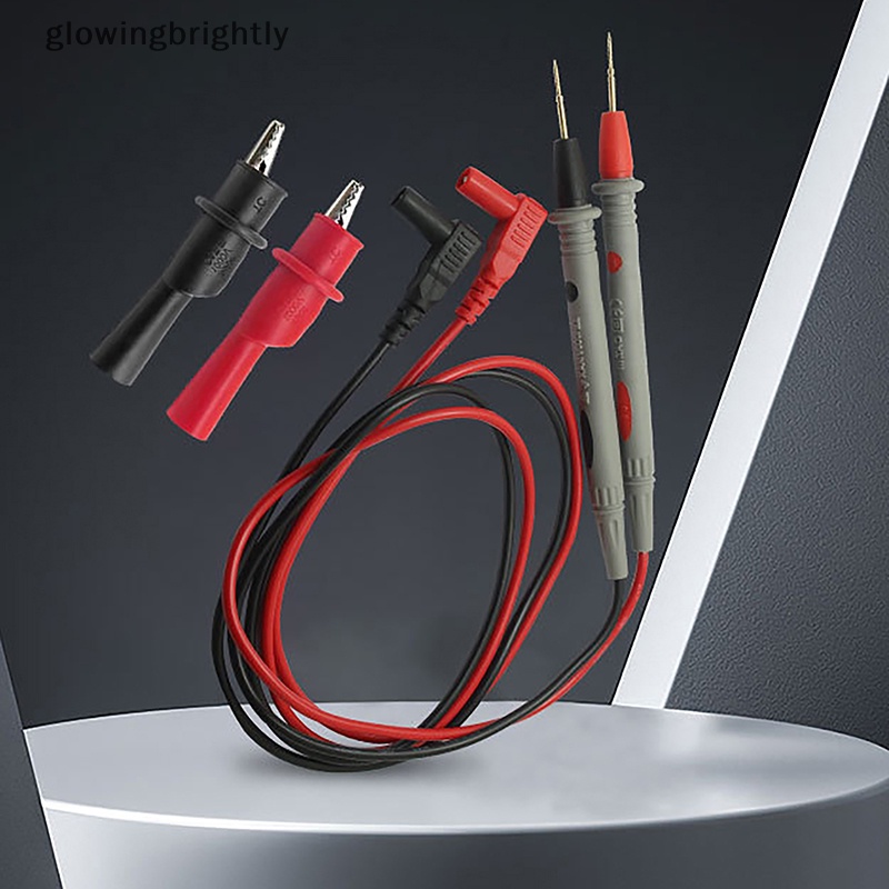 [glowingbrightly] 2pcs /Set Kawat Silikon Ujung Plat Emas Probe Test Leads Pin Universal Digital Multimeter Tester Lead Probe Wire Pen Cable TFX