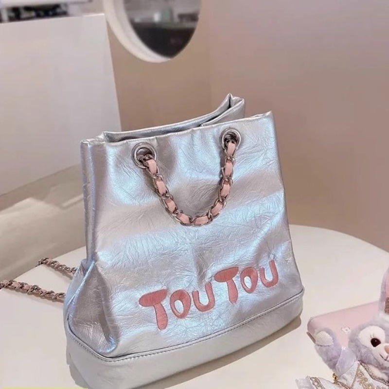 Bag TOUTOU Baru Perak Tas Bahu Kasual Perjalanan Untuk Bekerja Siswa Rantai Tas Ransel Perjalanan Wa