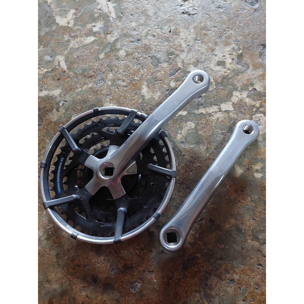 Crank Set Sepeda Merk Shimano Alivio FC - MC10 Japan Via NOS Vintage Jadul Triple 3 Speed (Crankset 