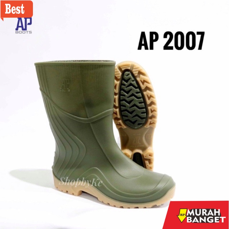 Boot pria terbaru- Sepatu Boots Karet merk AP 2007 Pendek Size 37-44