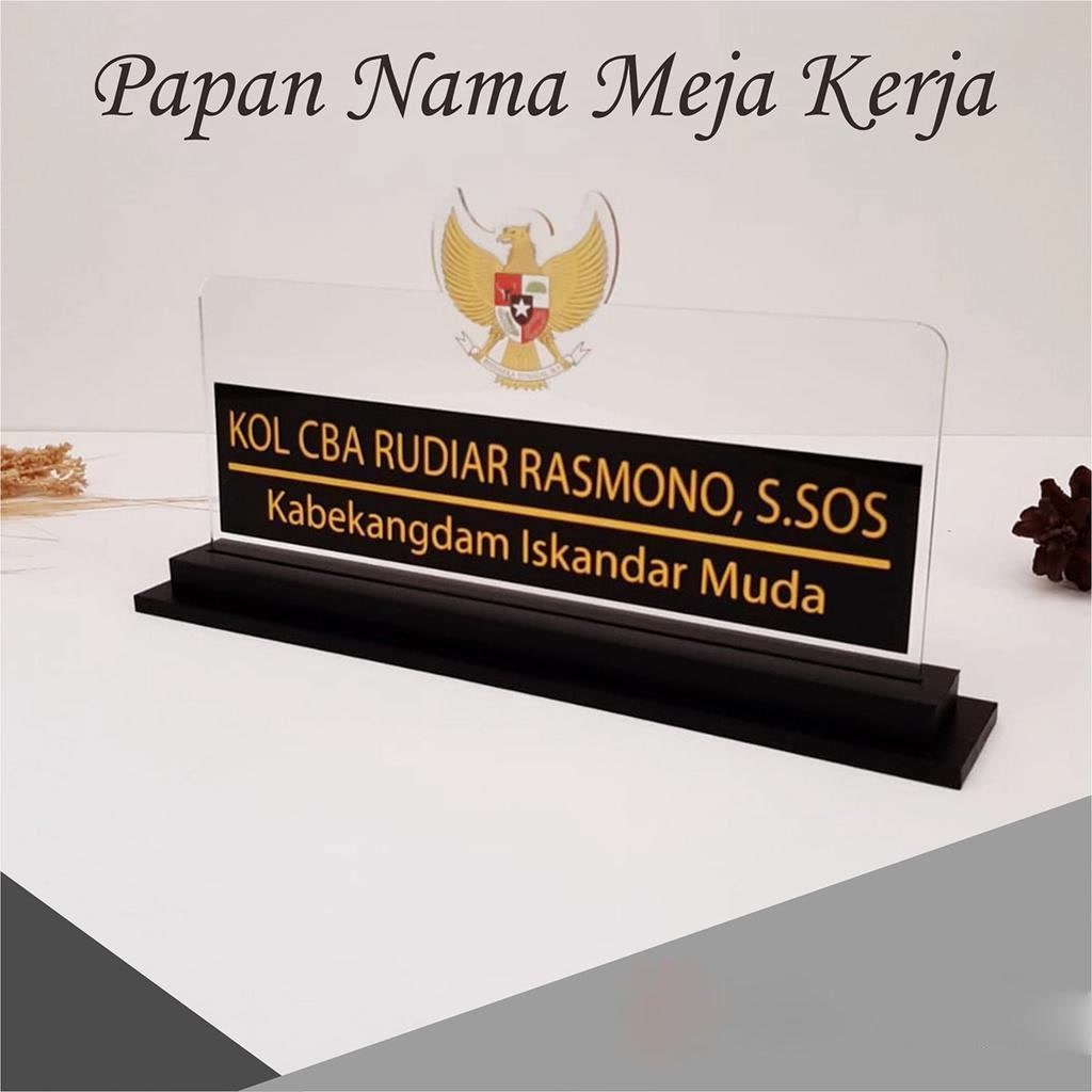 Papan Nama Meja Kantor Kayu / Papan Nama Meja / Akrilik Nama / Nama Jabatan