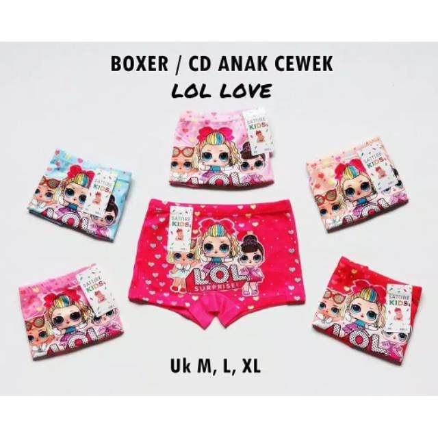 [RO] LUSINAN CD CELANA DALAM BOXER ANAK PEREMPUAN CEWEK LOL MURAH ADEM - 6 PCS LOL, M