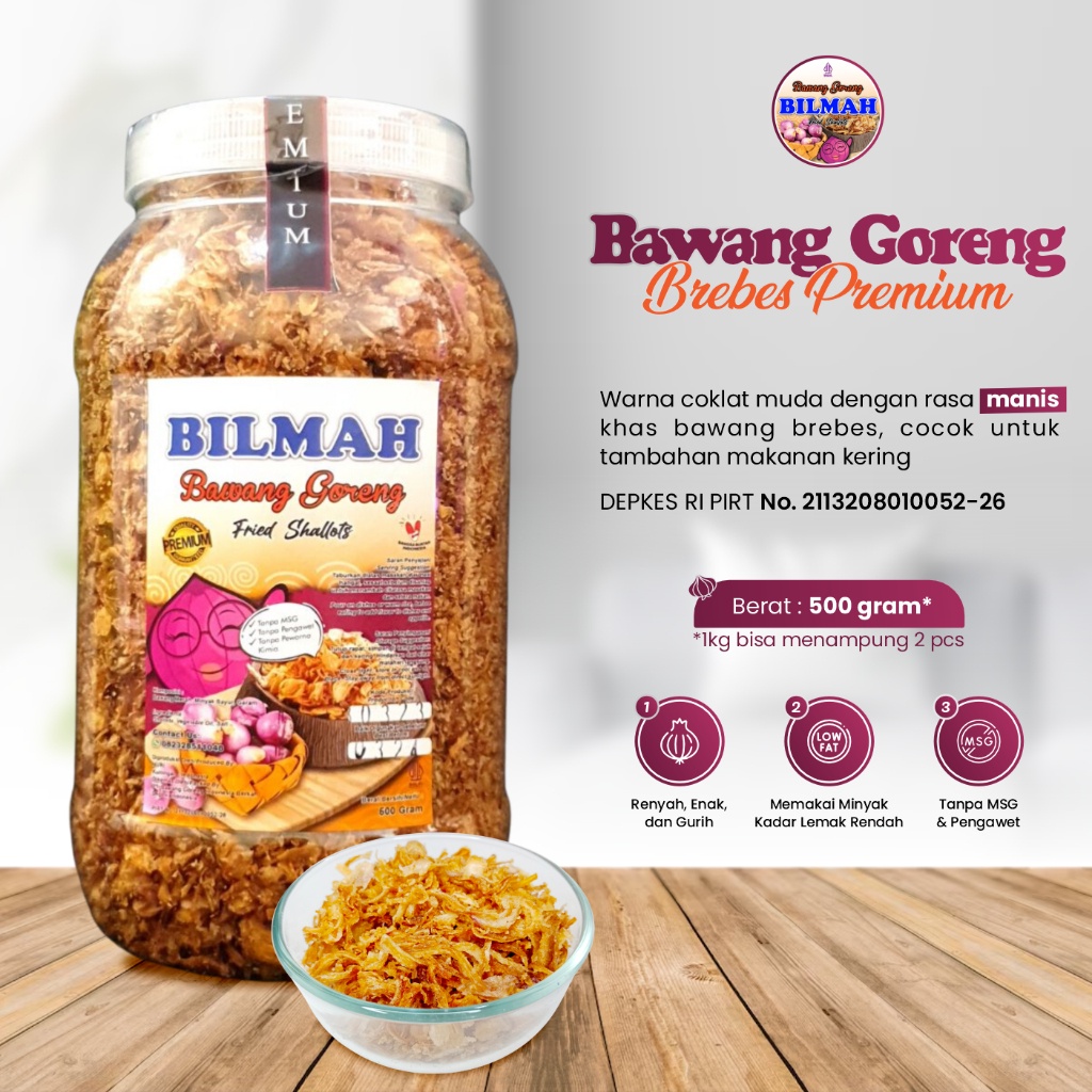 

Bilmah Bawang Goreng Asli Brebes Premium Kemasan Toples 500 Gram