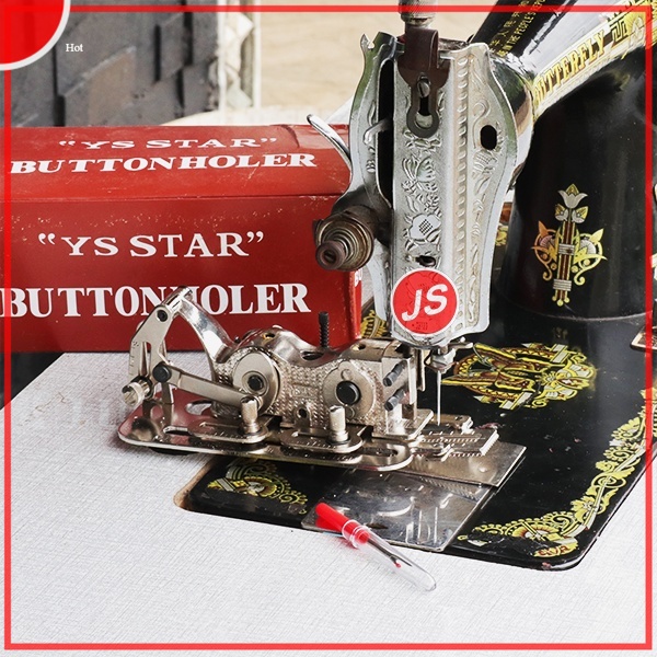 Alat Lubang Kancing Ys Star Buttonholer Mesin Jahit Hitam/Tradisional