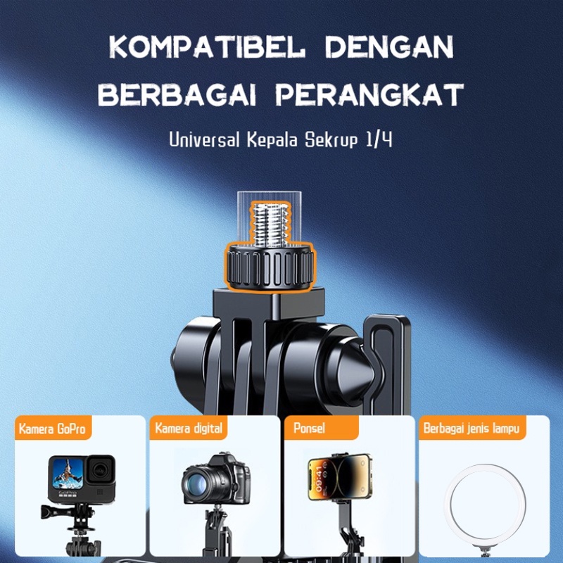 MOTOQIA P180 Tongsis Tripod Bluetooth Selfie Stick Remote Tripod Bracket penstabil empat kaki HP 360 ° Rotation 180cm Dengan 1/4 Adaptor