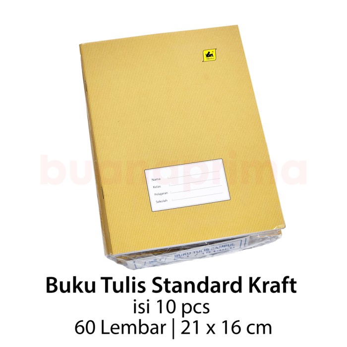 

Buku Tulis Standard Kraft 40 60 Lbr isi 10 pcs Notebook Sekolah Coklat