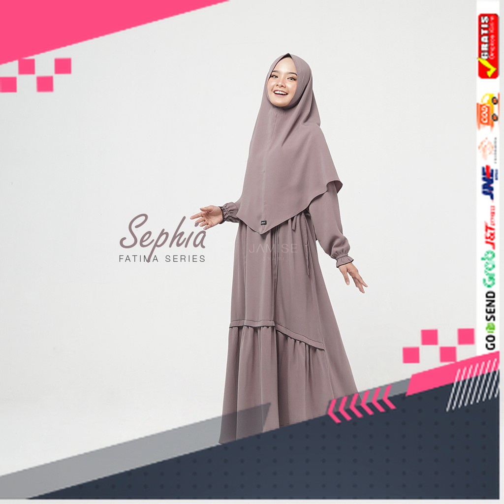 BAJU GAMIS MODEL BARU TERMURAH STYLE TRENDY /Jamise | Fatima Series I Gamis Set - Sephia