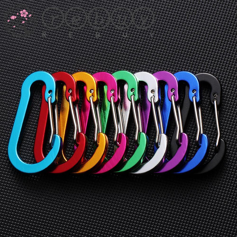 REBUY Durable Carabiner Camping Spring Buckle Keychain Hook 5Pcs S-shape Aluminium Alloy Outdoor Fishing Snap Clip/Multicolor