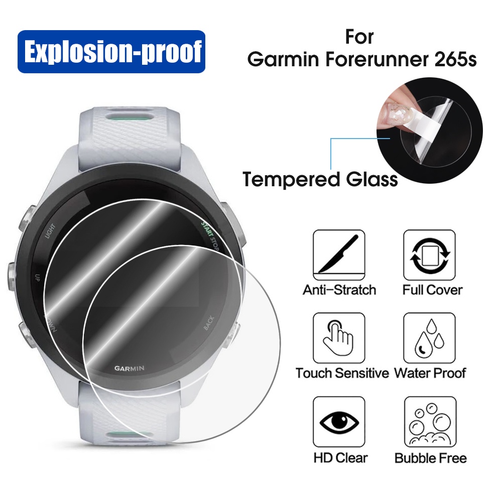 1pc Tempered Glass Untuk Garmin Forerunner 265S 265 965 Pelindung Layar Anti Gores 9H Clear Full Cover Film Smart Watch Aksesoris