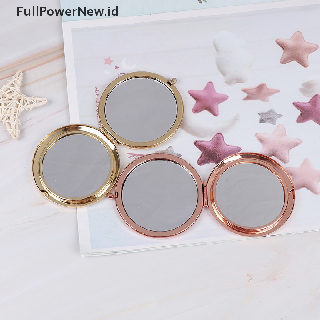 Power Vintage alloy compact pocket mirror folded makeup Kosmetik Cermin Pembesar ID