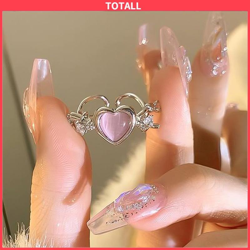 COD Rasa Desain Pink Love Thorn Opal Zirkon Cincin  Wanita Cincin Fashion Keren Manis-Totall