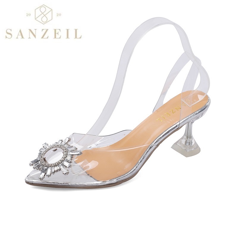 0004 Sanzeil Crystal - Heels Kaca 7cm Heels Pesta