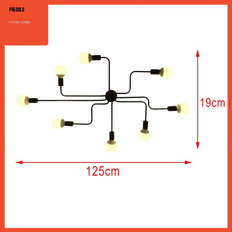 [Predolo] Lampu Plafon Retro Besi Tempa Besar Hitam Lampu Gantung Ceiling Lamp 4-Head