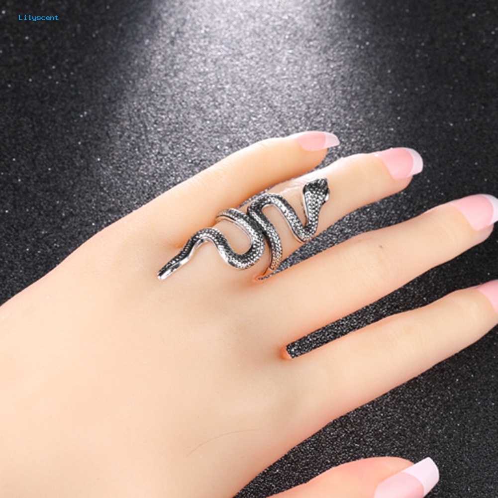 Lilyscent Wanita Pria Keren Punk Alloy Gaya Ular Jari Cincin Cosplay Club Perhiasan Hadiah