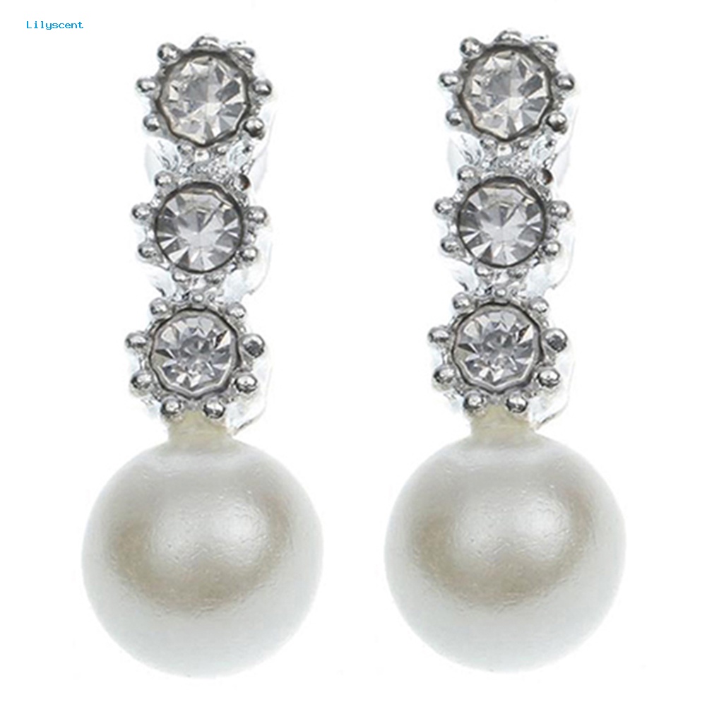 Lilyscent Wanita/'s Putih Anting Mutiara Imitasi Berlian Imitasi Eardrop Ear Studs Bride Jewelry