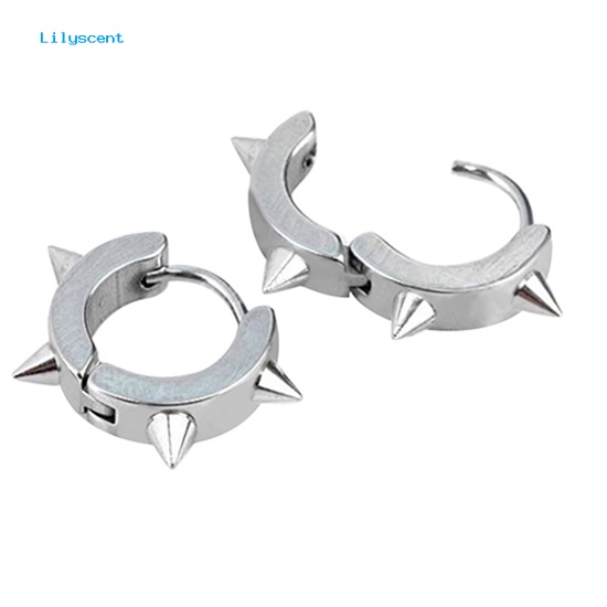 Lilyscent Unisex Baja Titanium Punk Rivet Ear Studs Spike Hoop Huggie Piercing Earrings