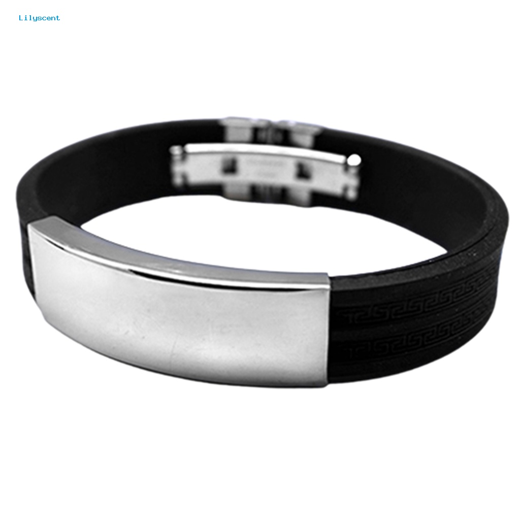 Lilyscent Dengan Gesper Enamel Gelang Untuk Kehidupan Sehari-Hari Club Pesta Pria Gelang Stainless Steel Silikon Bangle Gaya