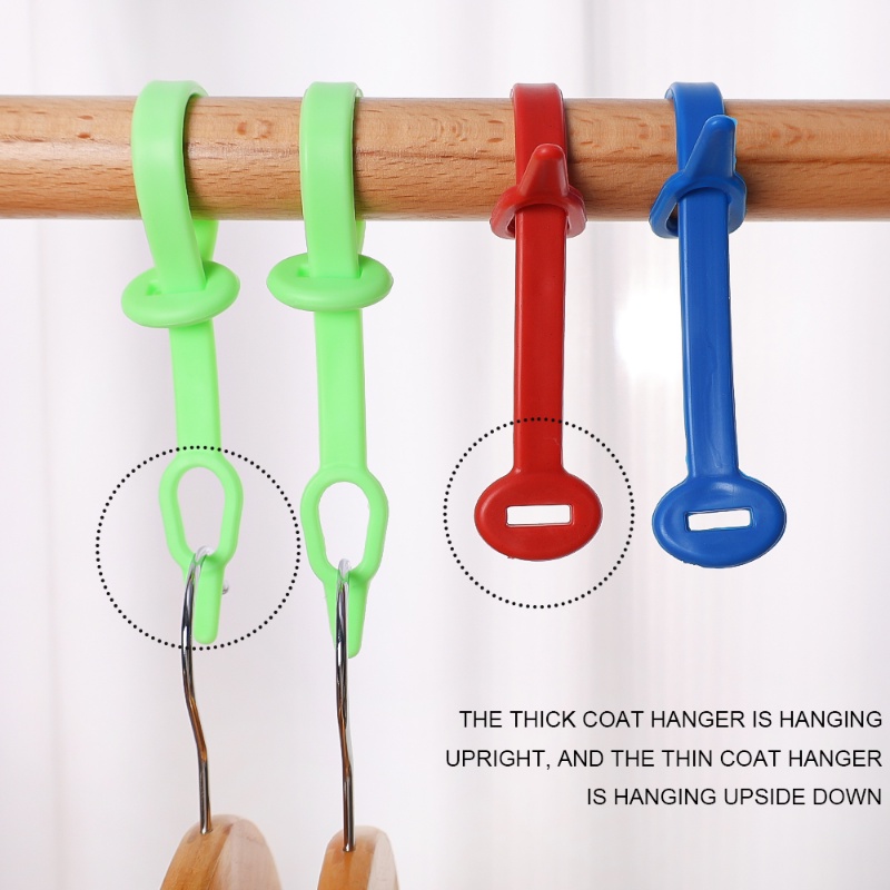 10pcs Warna Random Elastis Silikon Gantungan Baju Gesper Kuat Bantalan Lemari Organizer Rak Pakaian Tiang Tahan Angin Rak Perbaiki Benda Anti-slip Gantungan Hook Cincin
