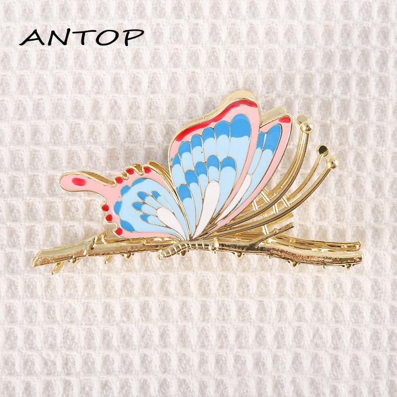 [Antop Termurah] Jepit Rambut Besar Elegan Gaya Retro Musim Panas Hiasan Kepala Hiu Klip Berwarna Kupu-Kupu