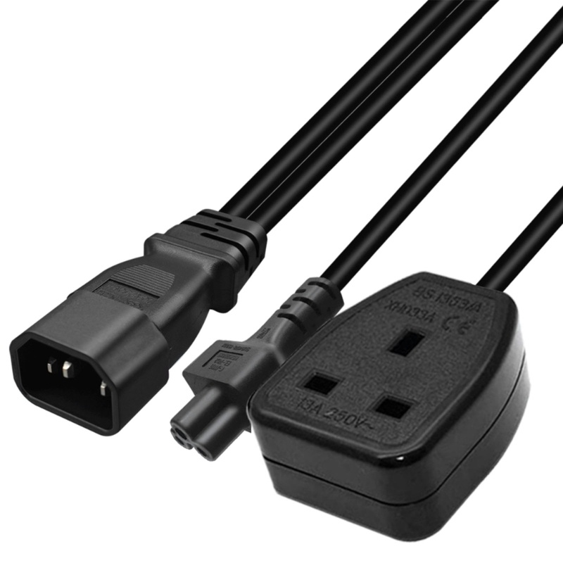 Zzz 3terminas IEC320-C14 to C5+UK13A Kabel Listrik Male to Female Cord Wire Line