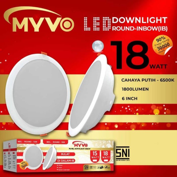 Myvo Lampu Panel Downlight LED PREMIUM Inbow SNI BISA COD