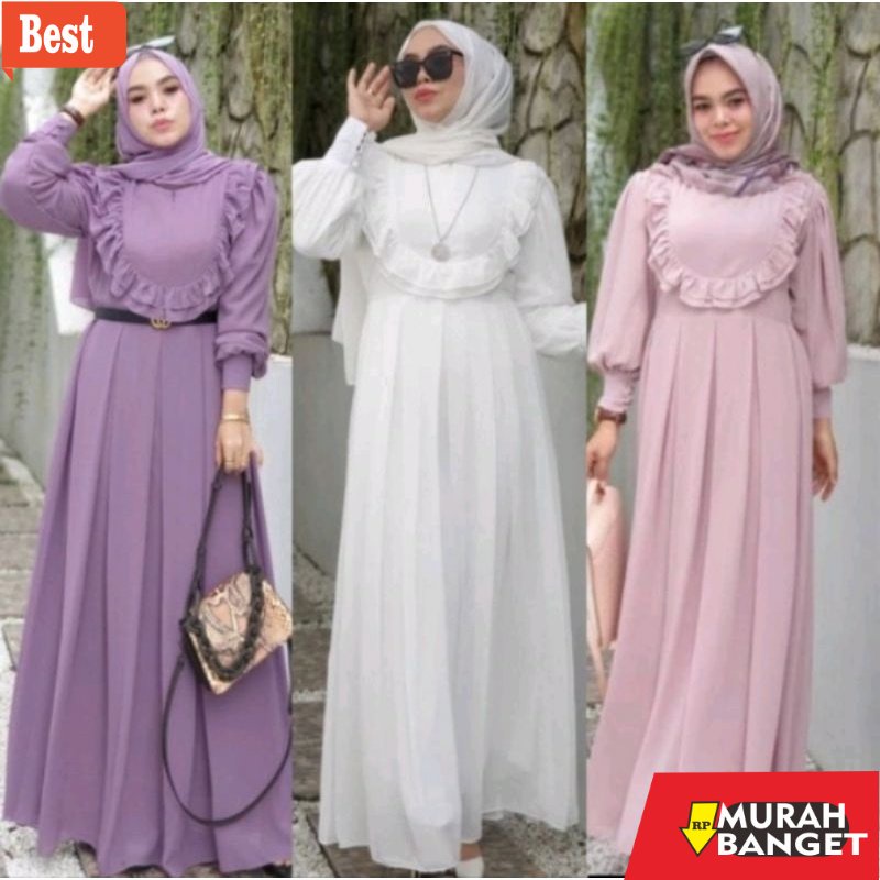 Tren baju lebaran wanita 2023- [FASHION MUSLIM]GAMIS ANNISA/GAMIS PUTIH/GAMIS KEKINIAN/REMPEL DADA/T