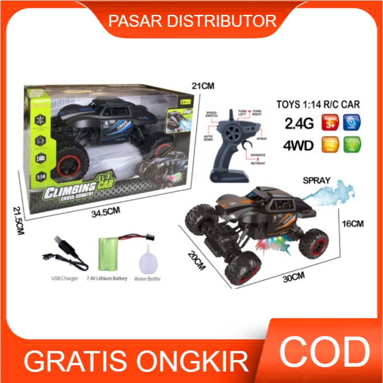 Mainan Anak RC CLIMBING CROSS COUNTRY 1:14 Crawler 4WD WaterSpray Car RC 1:14 Mobil Remote Control B
