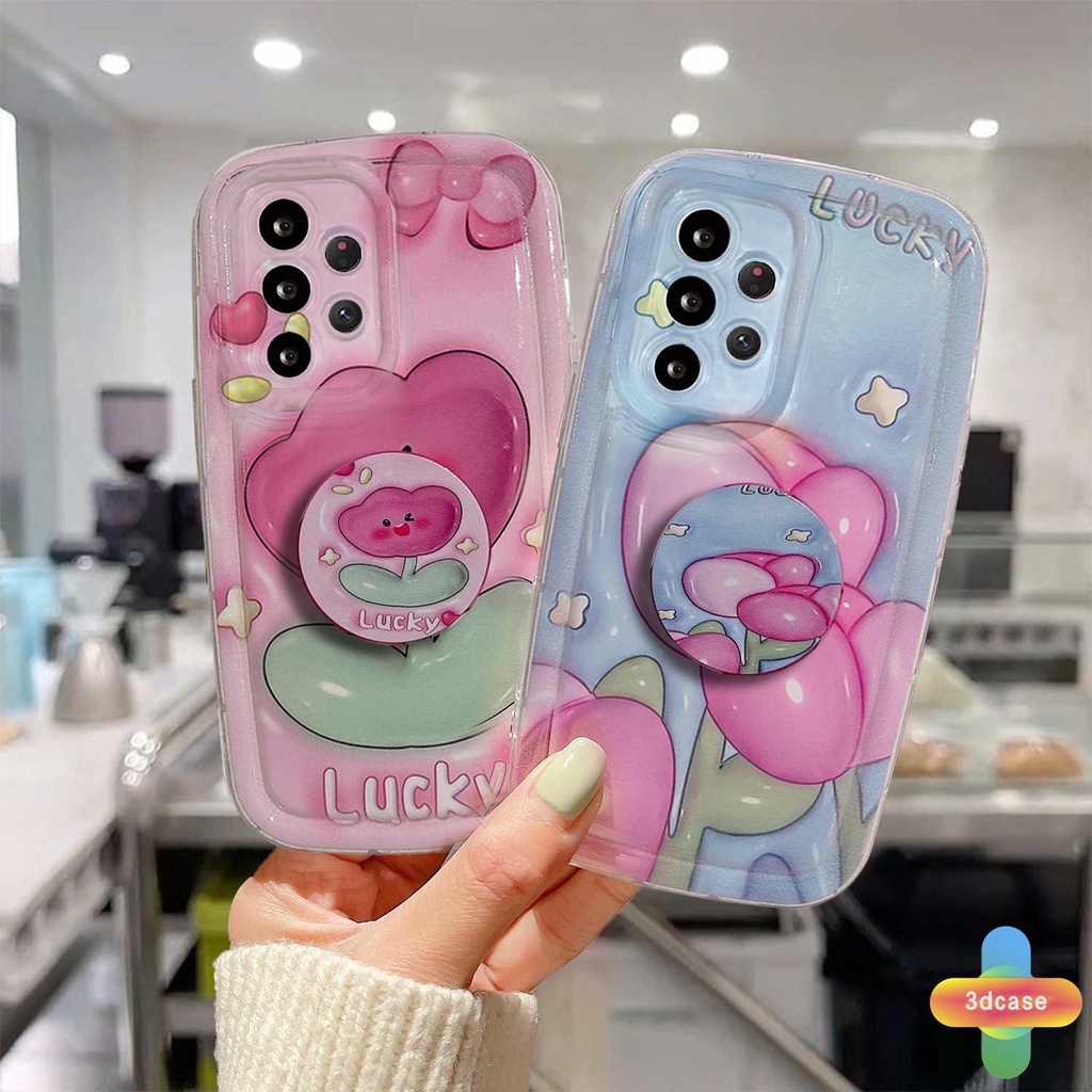 Popsocket Case Samsung A14 A22 A13 A04 A04S A52 A12 A03 A03S A23 A32 A50 A02S A20 A50S A30S A52S A30 M12 M22 M32 A125 A13 Lie A14 LTE A037F F12 M04 M10S M02S A025 A205 A305 F02S Y22S Y20I Y12S Y17 Y15 Lucky Tulip Silicone Soap Case