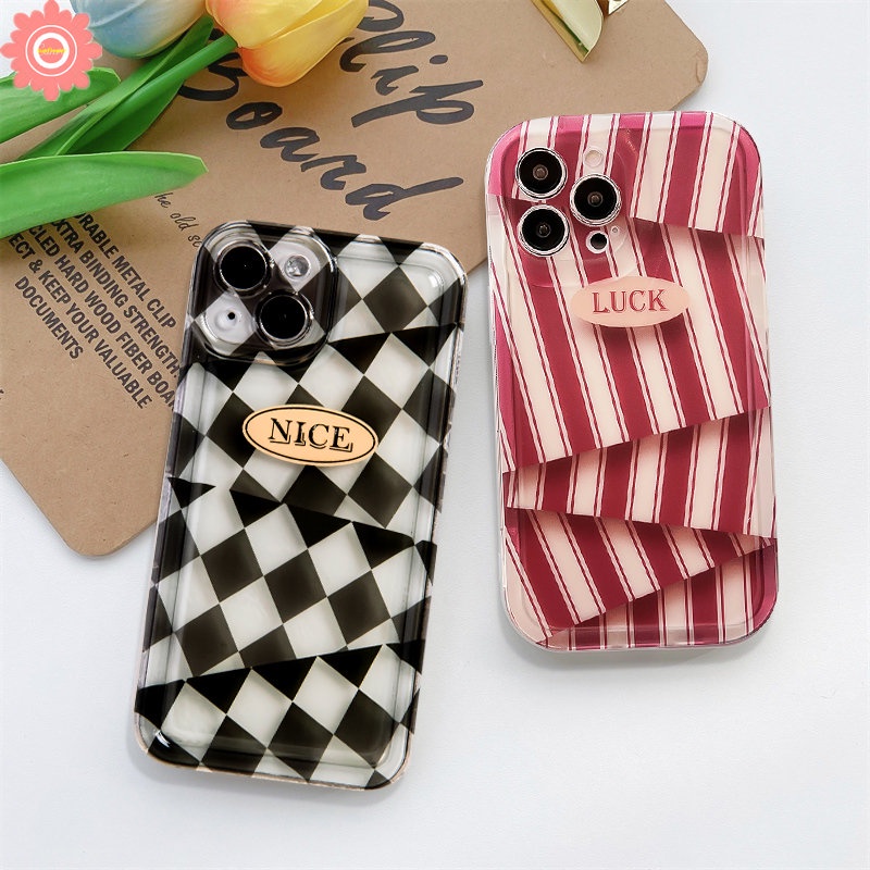 IPHONE Couple Case Kompatibel Untuk Iphone14 13 11 12 Pro Max 7Plus XR 7 6 8 6s Plus X XS Max SE 2020 Art Stripe Berlian Pola Tidak Teratur Lembut Tpu Shockproof Airbag Phone Cover