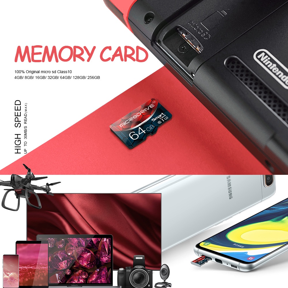 Kartu Memori TF Card 4G 8G 16G 32G 64G 128G 256G Ponsel Kamera Pemantauan Mengemudi Perekam 4G Untuk Ponsel Drone