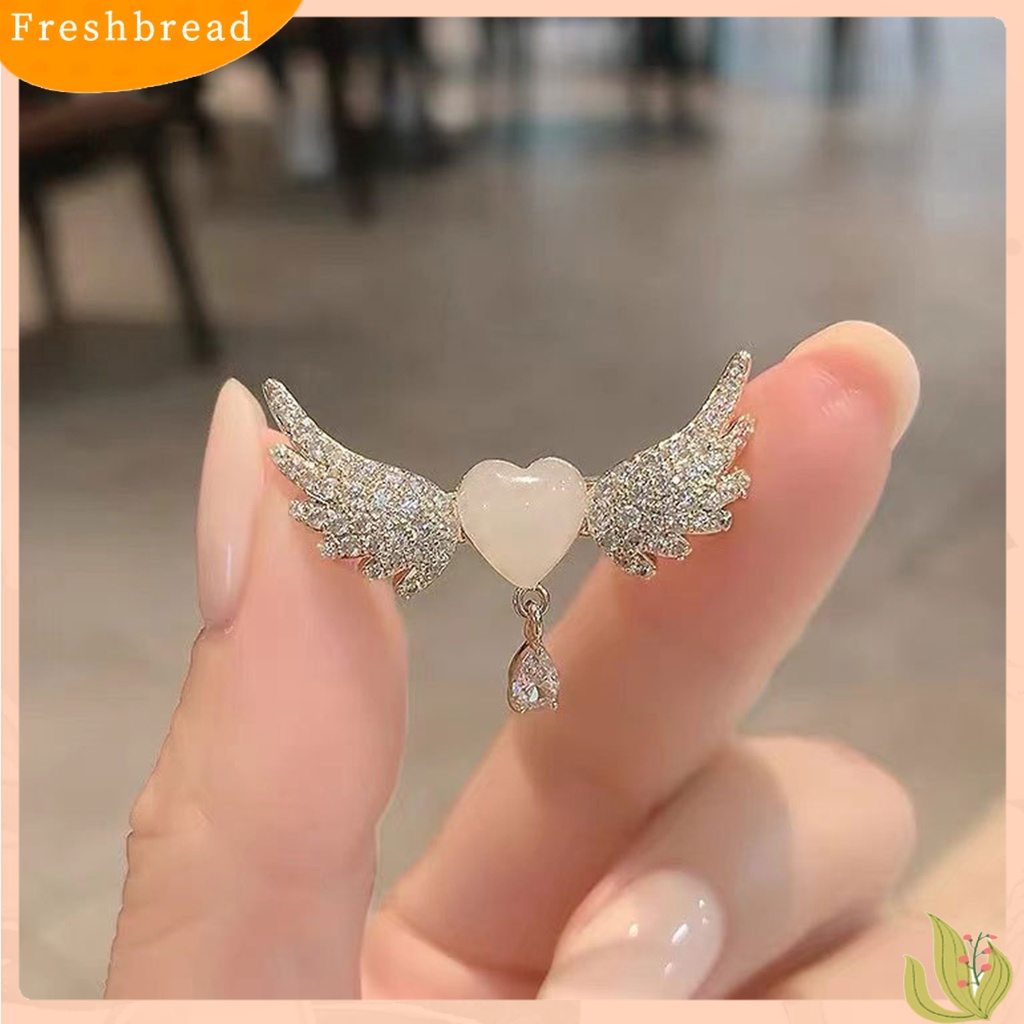 &lt; Freshbread &gt; Bros Pin Geometris Tetesan Air Mengkilap Penuh Berlian Imitasi Berkilau Hias Hadiah Cinta Sayap Malaikat Wanita Kerah Pin Breastpin Perhiasan Untuk Pakaian Sehari-Hari