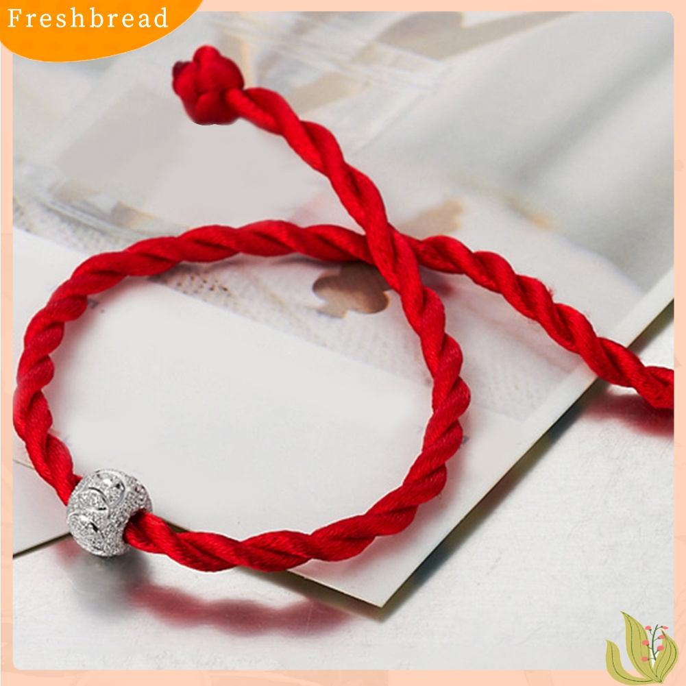 &lt; Freshbread &gt; Etnik Perak Berlapis Manik Dikepang Gelang Tali Merah Unisex Beruntung Dekorasi Pergelangan Tangan