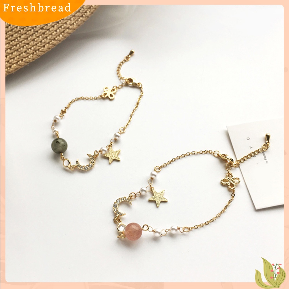 &lt; Freshbread &gt; Fashion Wanita Berlian Imitasi Bintang Bulan Manik Pesona Rantai Gelang Bangle Perhiasan Hadiah