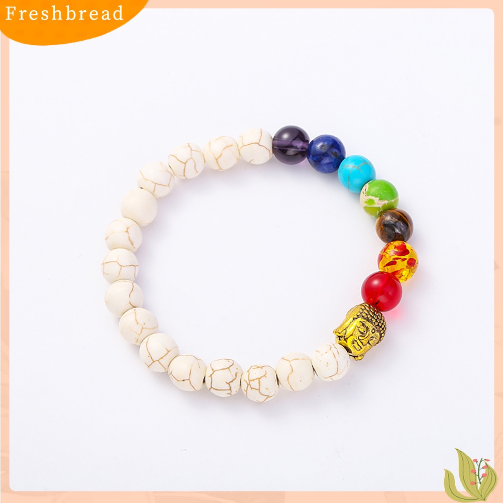 &lt; Freshbread &gt; 7 Chakra Buddha Kepala Manik-Manik Multicilor Batu Gelang Bangles Yoga Perhiasan Hadiah